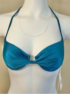 L*Space Sea Blue Bikini String Top Size Medium NWT